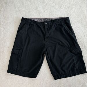 Iron Co Cargo Shorts Mens Size 38 Black Ripstop Flat Front Pockets‎ Casual